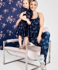 Terez X Black Iris Girls Navy Blue Blossom Skater Dress