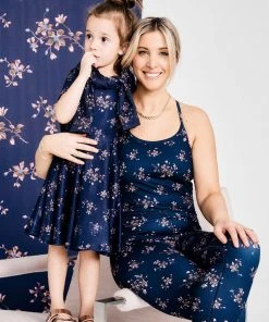 Terez X Black Iris Girls Navy Blue Blossom Skater Dress
