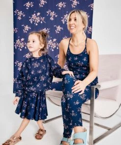 Terez X Black Iris Girls Navy Blue Blossom Sweatshirt