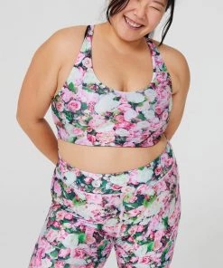 Terez Pink Floral Bouquet Hi-Shine Sports Bra Spring Collection