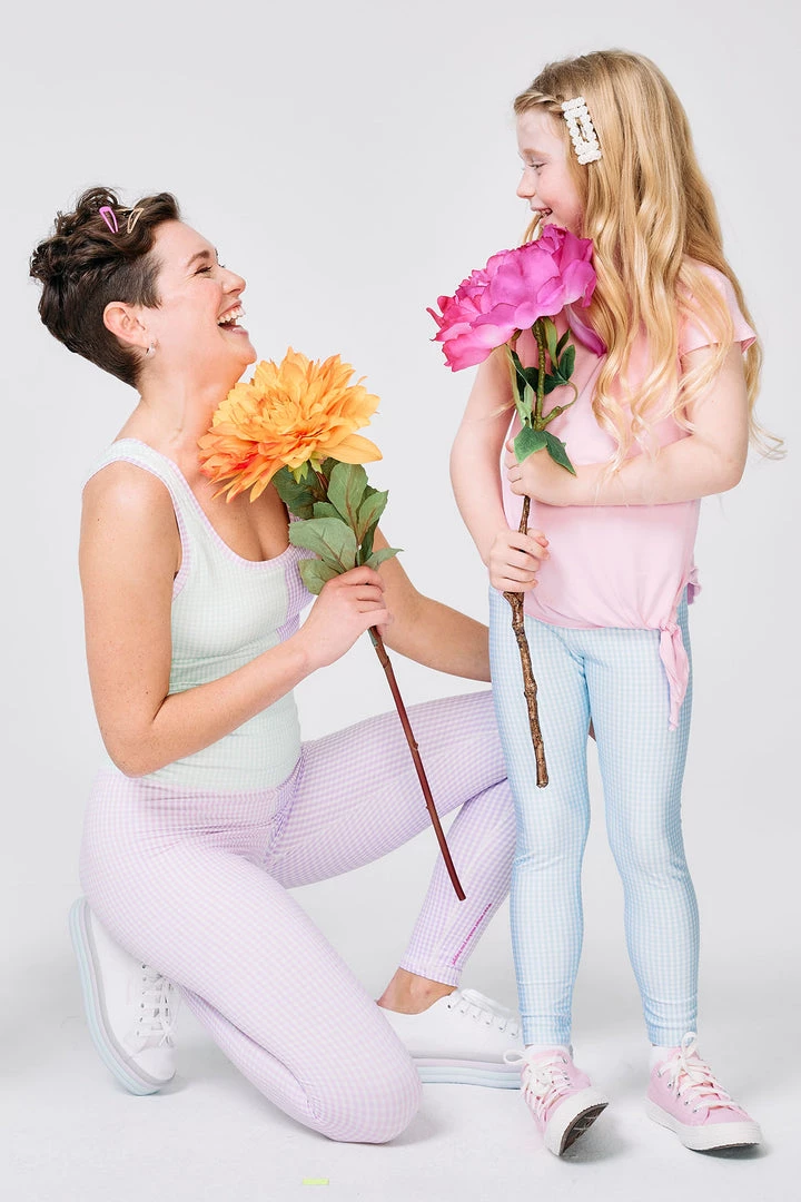 Terez New Arrivals Girls Blue Gingham Leggings 3 Terez New Arrivals Girls Blue Gingham Leggings