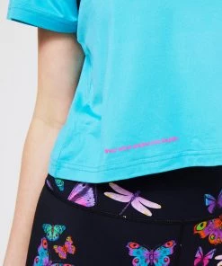 Terez New Arrivals Aqua Blue WorkIt Crop Tee