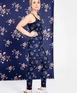 Golden Times Bodysuits Terez X Black Iris Navy Blue Blossom TLC Bodysuit