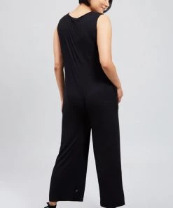 Terez Ribbed Bump Squad Jumpsuit In Black Maternity