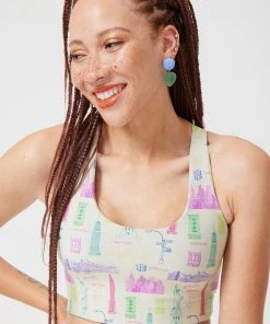 Terez NYC Doodle Oatmilk DuoKnit Sports Bra