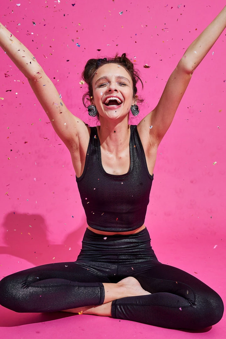 Terez Onyx Sparkle TLC Crop Top TLC Shop 4 Terez Onyx Sparkle TLC Crop Top TLC Shop