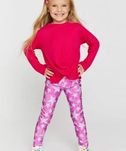 Terez Girls Pink Hologram Stars Leggings