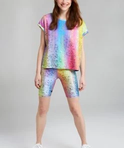Terez Rainbow Haze Foil Balayage Bike Shorts