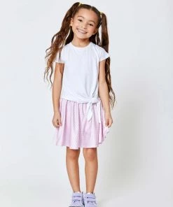 Terez New Arrivals Girls White Tie Front T-Shirt