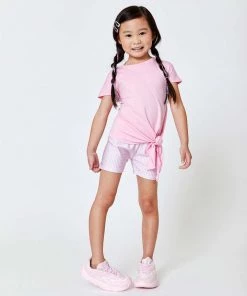 Terez Girls Baby Pink Tie Front Tee New Arrivals