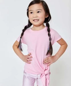 Terez Girls Baby Pink Tie Front Tee New Arrivals