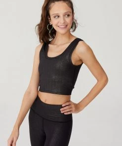 Terez Onyx Sparkle TLC Crop Top TLC Shop 10 Terez Onyx Sparkle TLC Crop Top TLC Shop