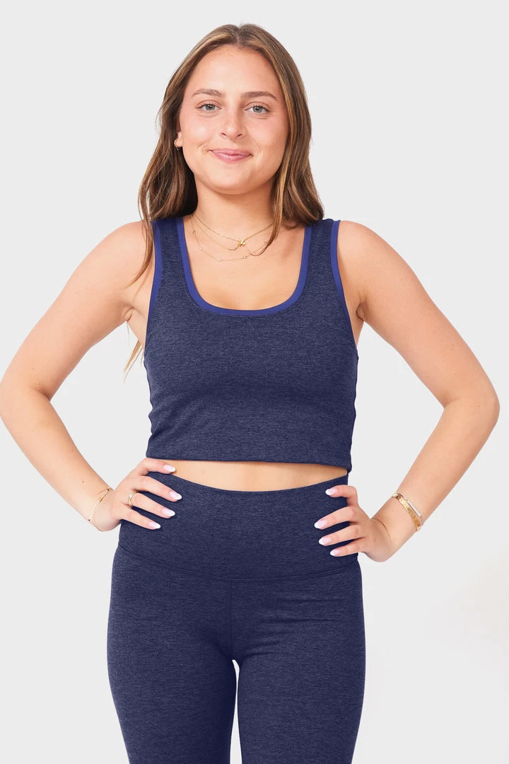Terez X Goop Navy And Heathered Navy Colorblock Trim TLC Crop Top TLC Shop