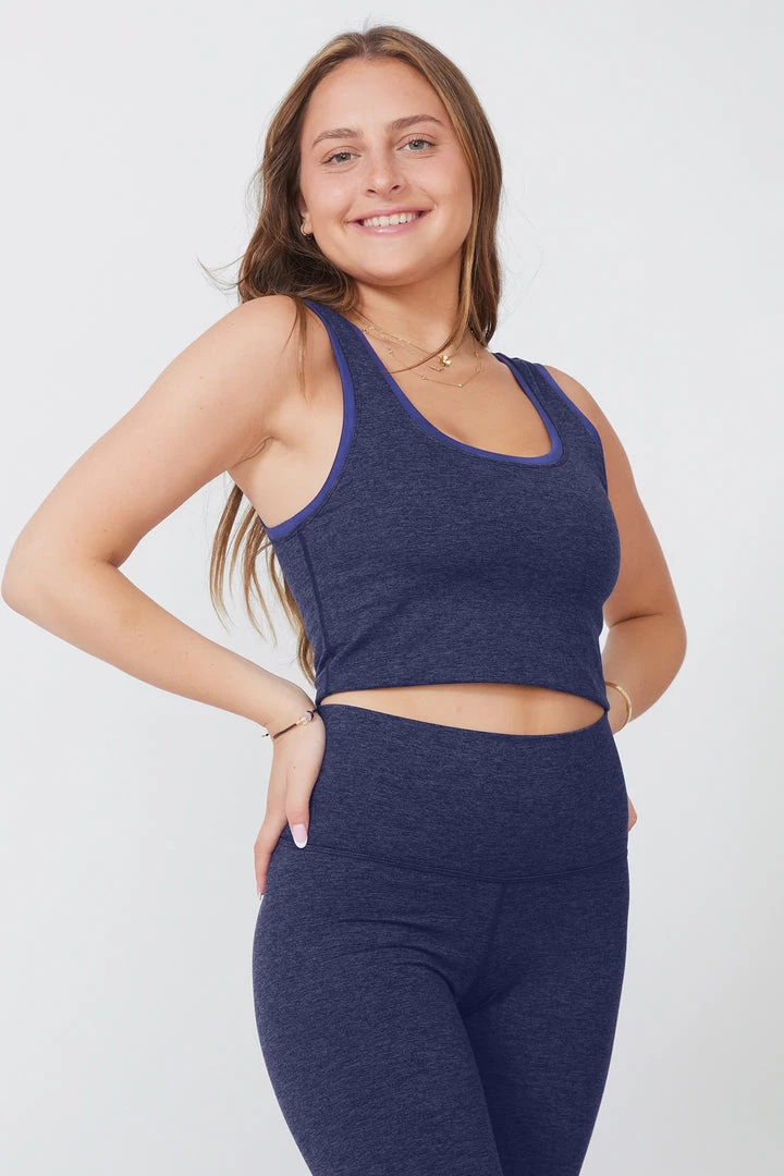 Terez X Goop Navy And Heathered Navy Colorblock Trim TLC Crop Top TLC Shop