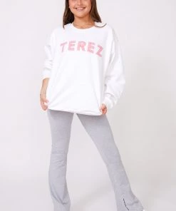 Unisex White Terez Logo Sweatshirt Bras & Tops