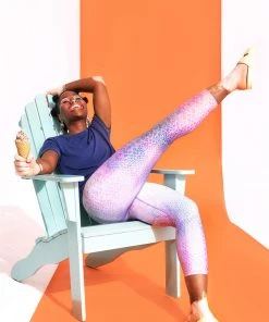 Terez Best Sellers Pink Python Hi-Shine Capris