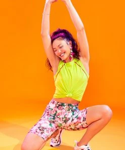 Terez Spring Collection Pink Floral Bouquet Hi-Shine Bike Shorts