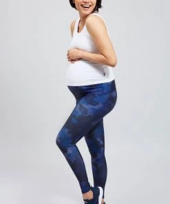 Terez Navy Camo Stripe Hi-Shine Bump Squad Leggings