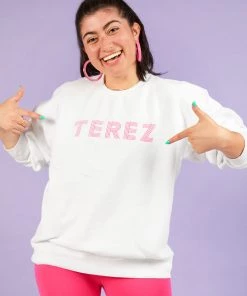 Unisex White Terez Logo Sweatshirt Bras & Tops